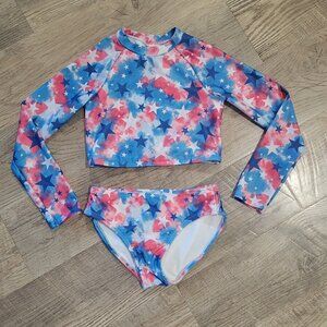 Girl's 2 Piece Red, White & Blue Swim Suit